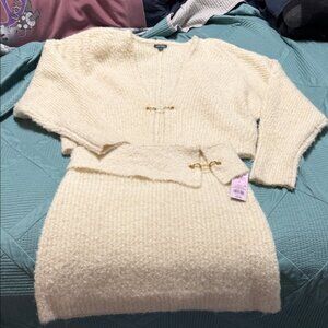 Wild Fable Cream Cardigan Sweater Set with Gold Accents